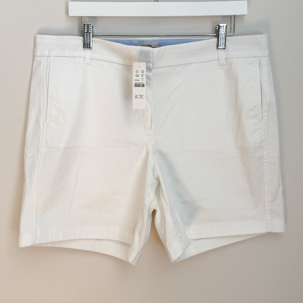 NWT - J CREW Flat Front Shorts - Women - Cotton - White - 14